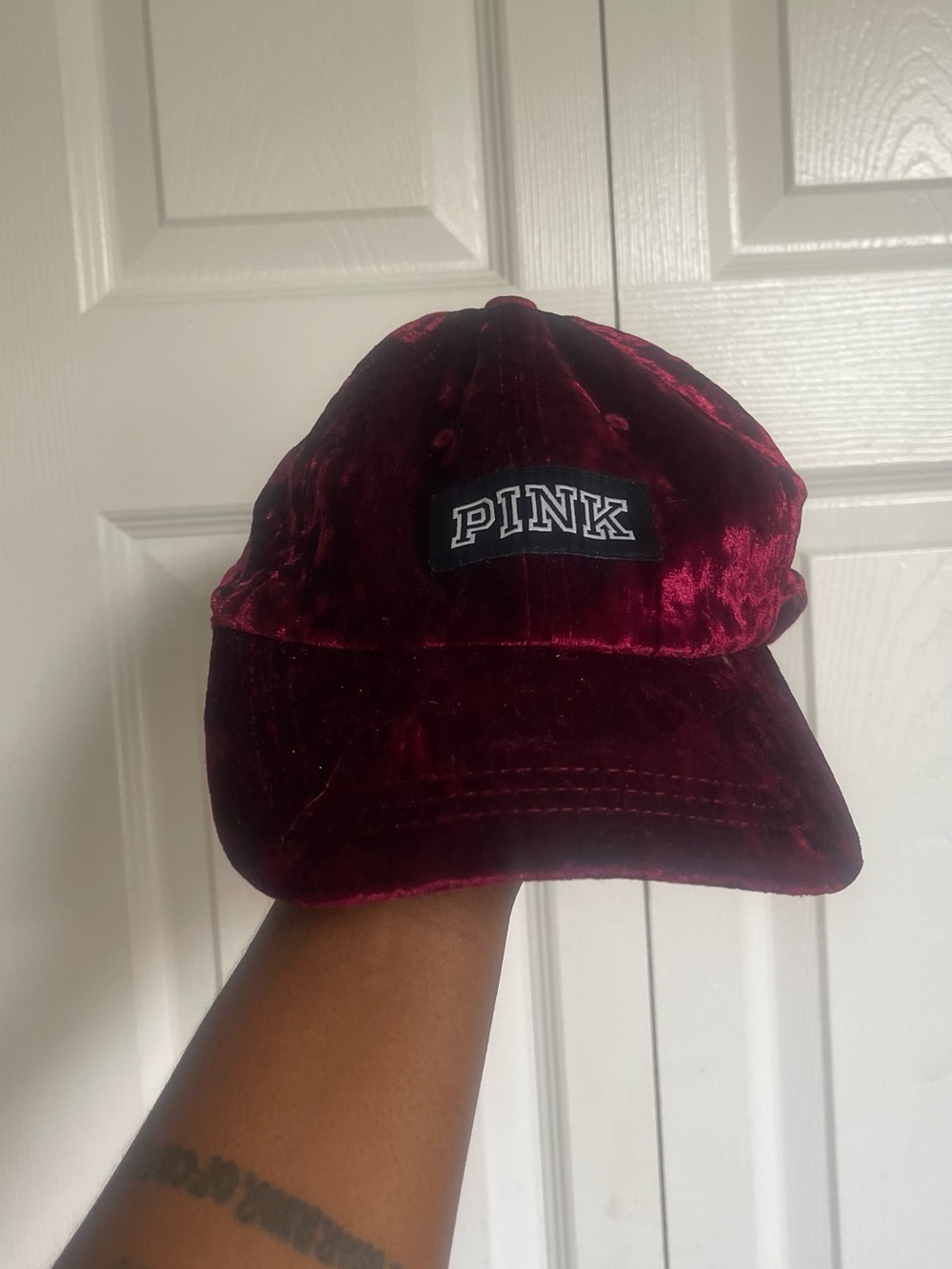 PINK Victoria's Secret Velvet Baseball Cap - Burgundy